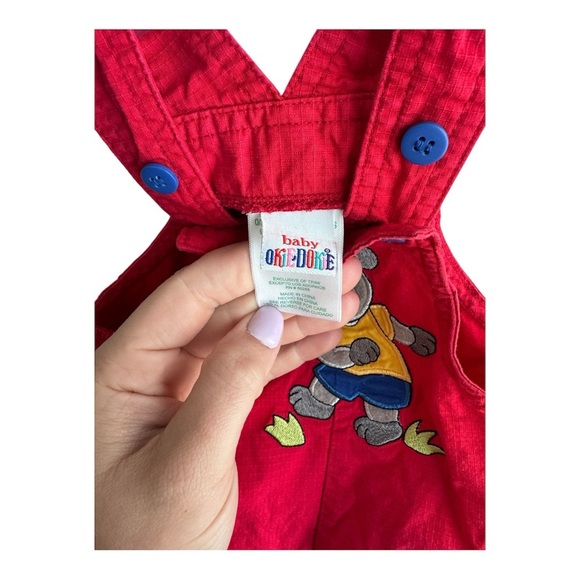 Okiedokie Red Bear Overalls 00’s - Picture 3 of 4